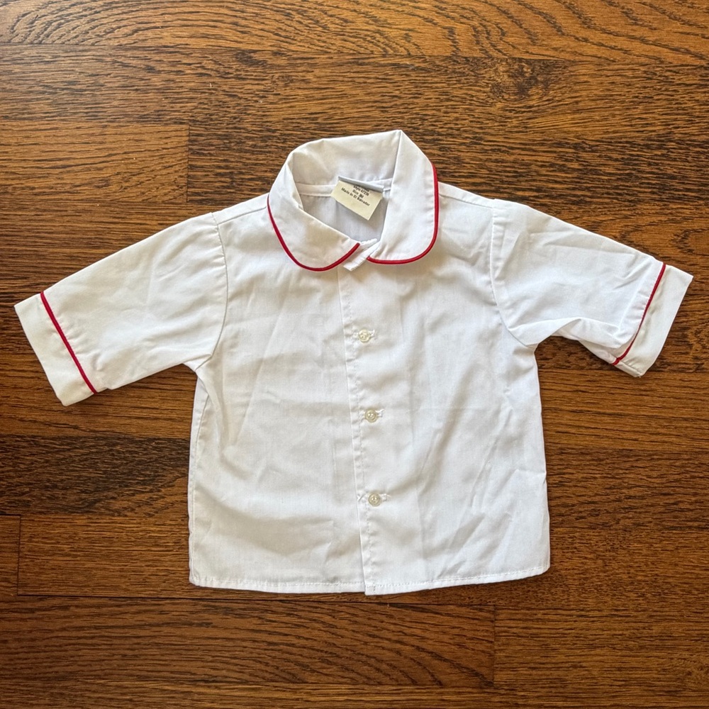 Florence Eiseman White Shirt with Red Trim 3M